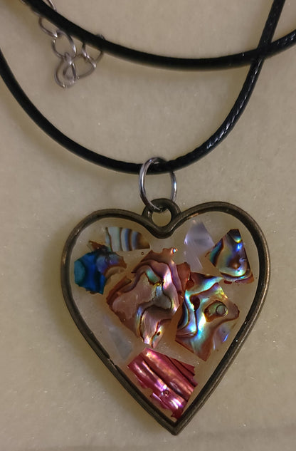 Dark Genuine Abalone shell Heart