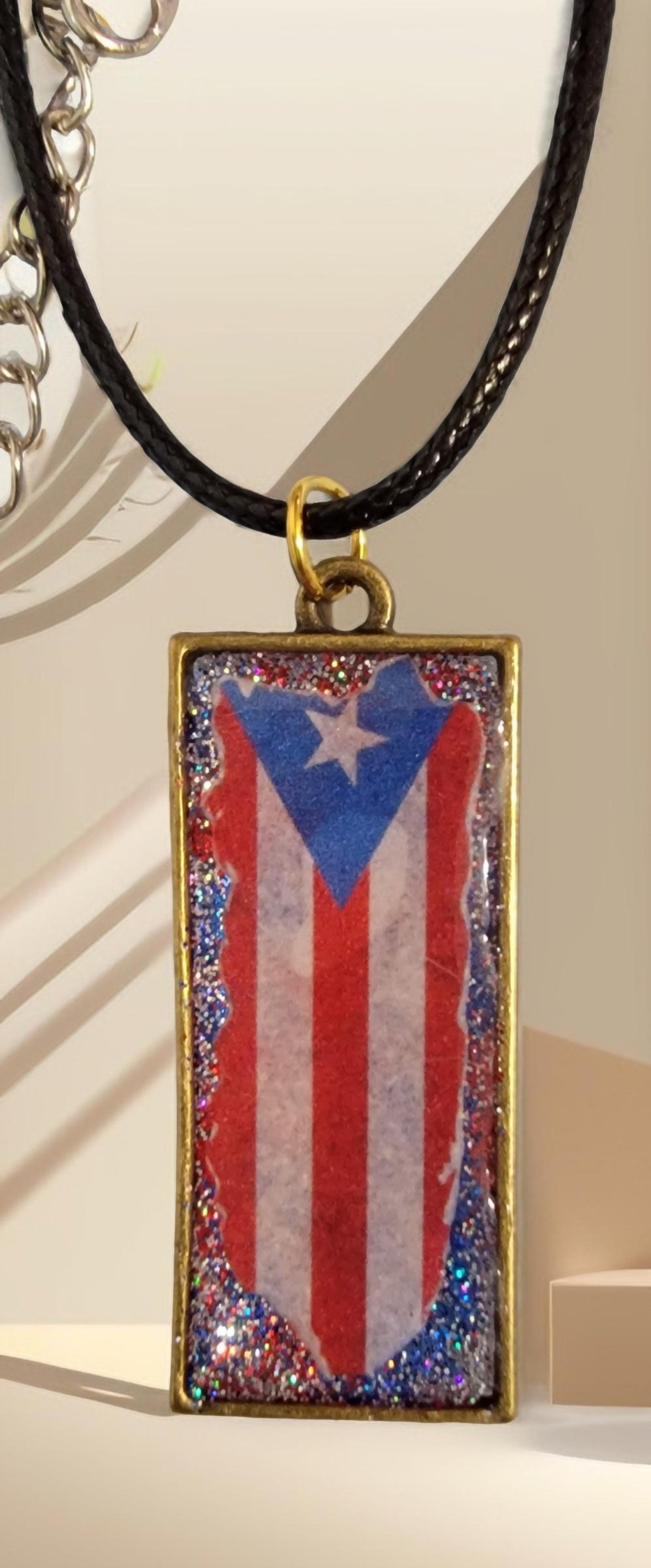 Rectangular Puerto Rican Flag Island shape